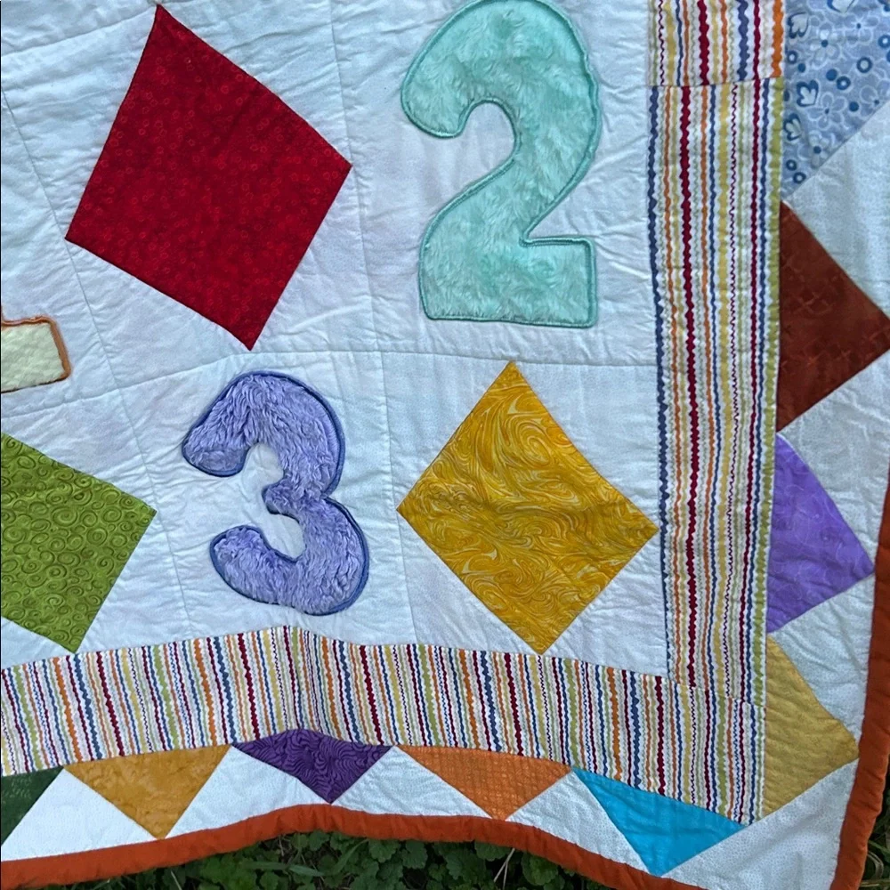 Handmade Baby to Toddler Quilt Reversible Sensory Tummy Time Fleece 36